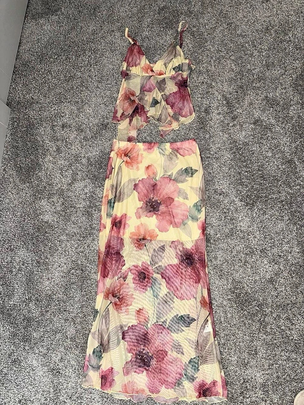 Floral Two-Piece Maxi Skirt Set